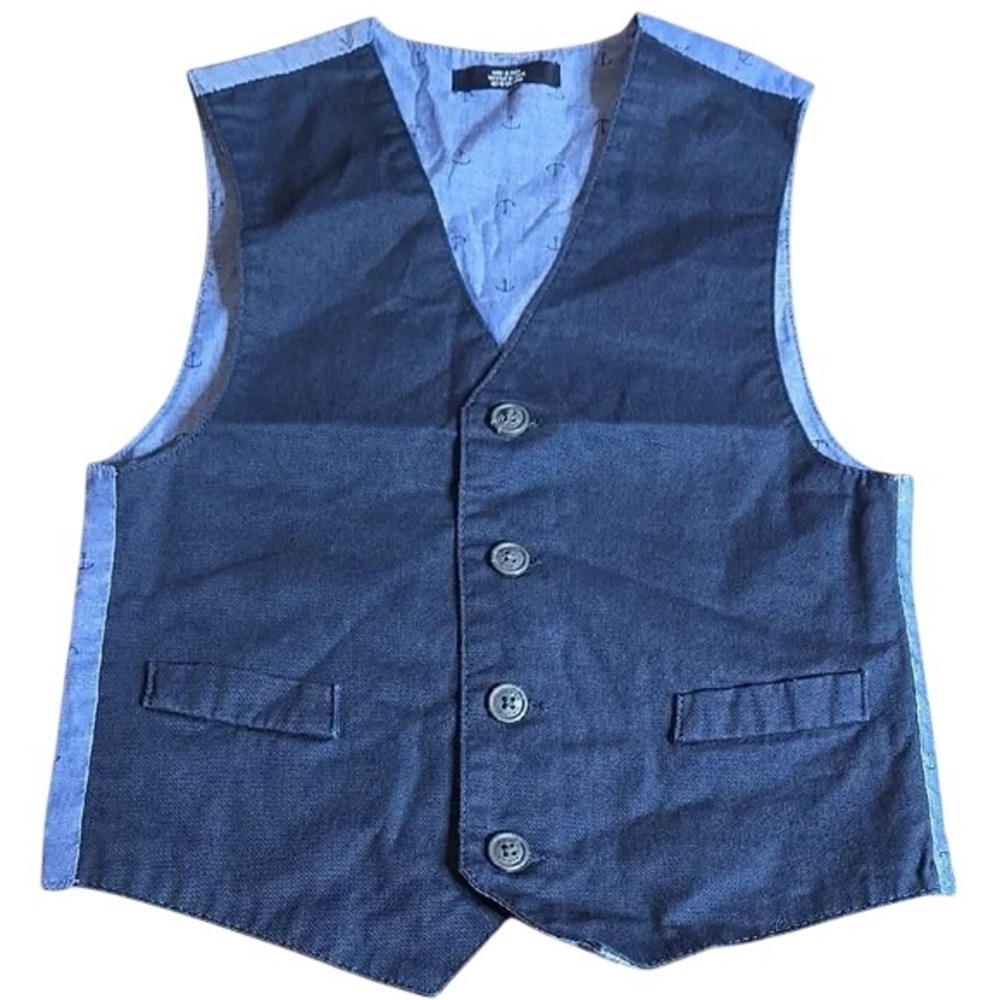 Nautica Vest, Anchor Pattern, Blue, Boys Size 6